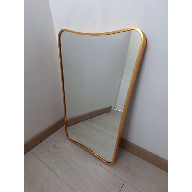 Glass Mirror with Sinuous Brass Frame by Gio Ponti for Gubi, 1990s For Sale - Image 7 of 7