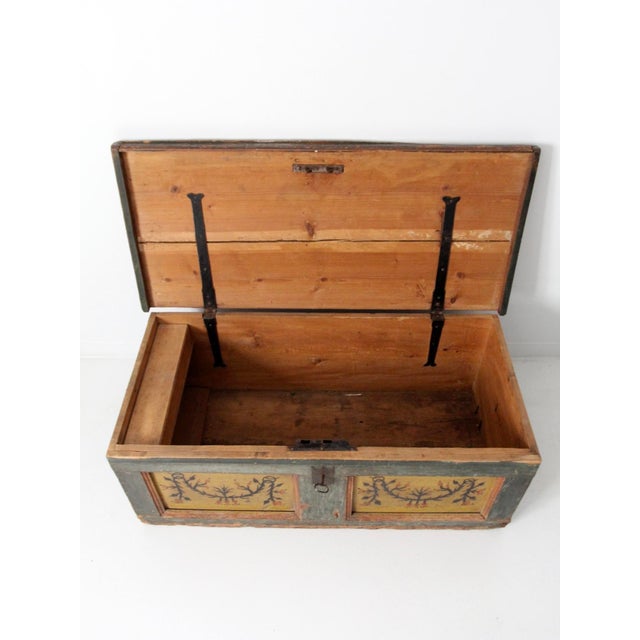 Teal Antique Painted Blanket Chest For Sale - Image 8 of 12