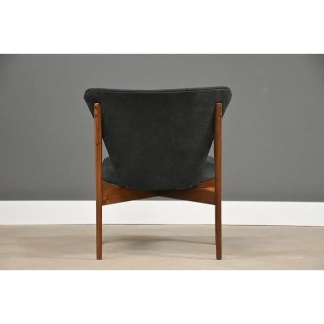 Wood 1950s Refinished Walnut Leather Lounge Chair For Sale - Image 7 of 8
