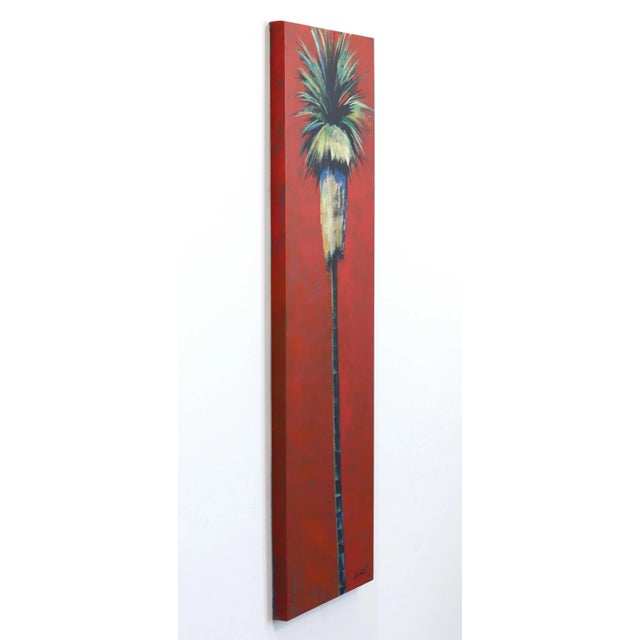 Forever Sunset- Large Original Artwork Colorful Landscape Palm Tree on Abstract Red by Kathleen Keifer For Sale In Los Angeles - Image 6 of 8