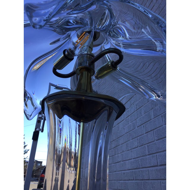 Art Deco Table Lamp by Cofrac Art Verrier, Clear Crystal & Brass, France, 1970s For Sale - Image 10 of 12