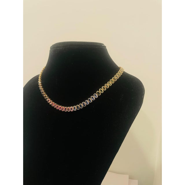 Natural 18k Gold Multi Sapphire Necklace, 48.06ct, New Design For Sale In New York - Image 6 of 7