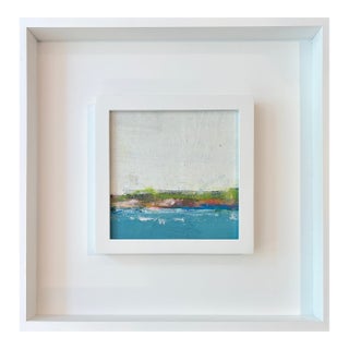 Sarah Trundle, Contemporary Framed Abstract Landscape/ Seascape Painting, "Vista in Blue, 2" For Sale