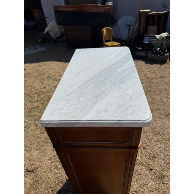 19th Century French Louis XVI Secretary Desk Carrara Marble Top For Sale - Image 16 of 18