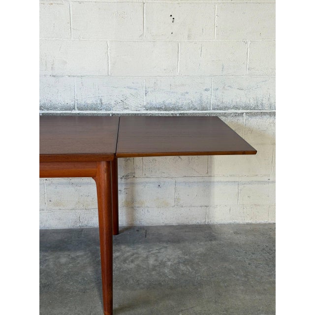 Brown Teak Extendable Rectangular Dining Table With Two Leaves Danish Mid-Century Modern 1960s For Sale - Image 8 of 11