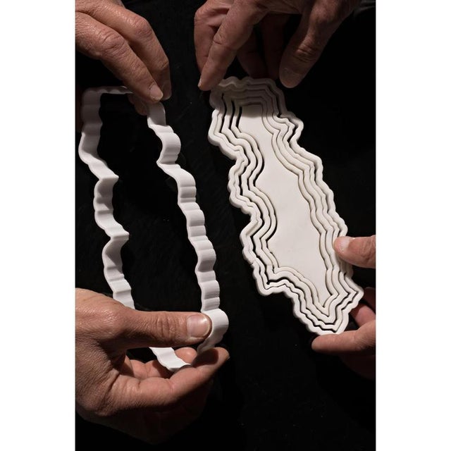 Stripes a1 decorative vase in statuario marble by bufalini marmi dimensions: d 5 x w 17 x h 18 cm. Materials: statuario...