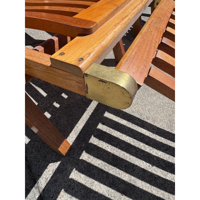 Late 20th Century Pair of Folding Teak Deck Chairs With Queen Elizabeth, 1st Class Only Label For Sale In San Francisco - Image 6 of 16