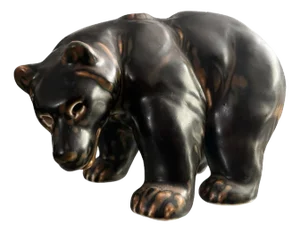 Large Flambé Glazed Stoneware Bear Figurine by Knud Kyhn for Royal Copenhagen, 1950s