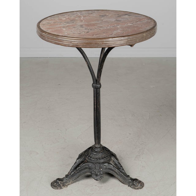 Metal 19th Century French Cast Iron Marble Top Bistro Table For Sale - Image 7 of 11