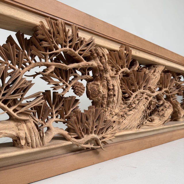 Mid-Century Modern Large Japanese Pine Tree Carving, 1960s For Sale - Image 3 of 18