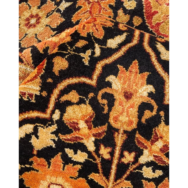 Textile Vintage Traditional Hand Knotted Wool Area Rug, Black - 6'1" X 8'7" For Sale - Image 7 of 9