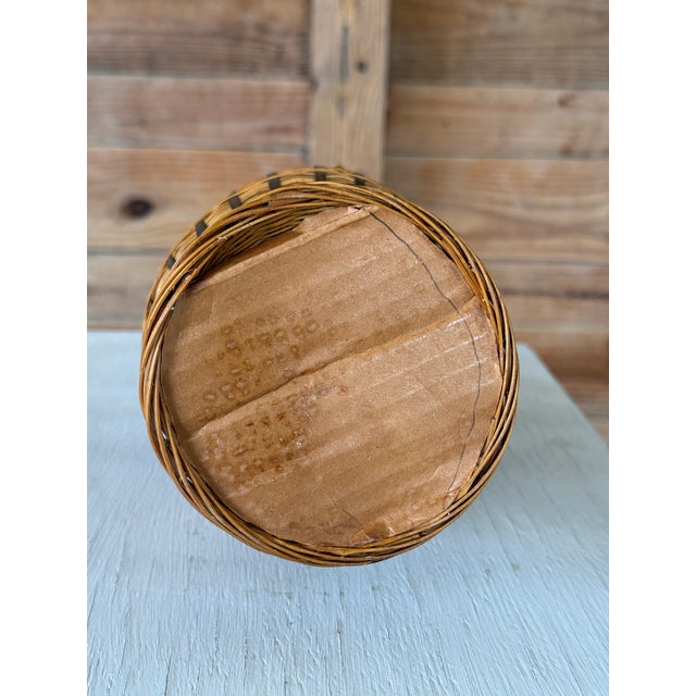 Vintage Boho Handmade Rattan & Ceramic Mixed-Material Vase For Sale - Image 9 of 11