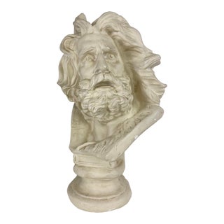 Large Vintage Greco Roman Classical Plaster Bust. For Sale