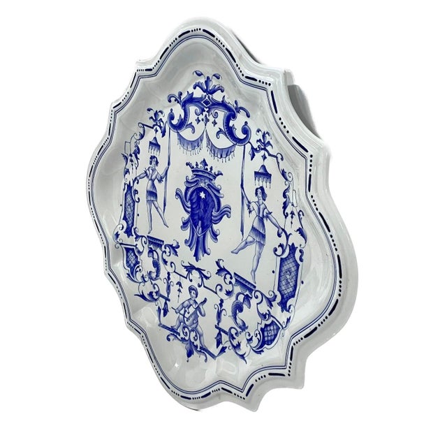 Vintage Chelsea House court jester and leaf wall plaque or platter. Depicts a throne with crown at the center with court...