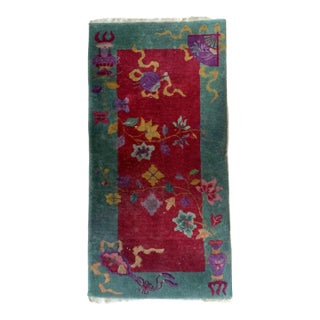 1920s, Handmade Antique Art Deco Chinese Rug 2.2' X 4.1' For Sale