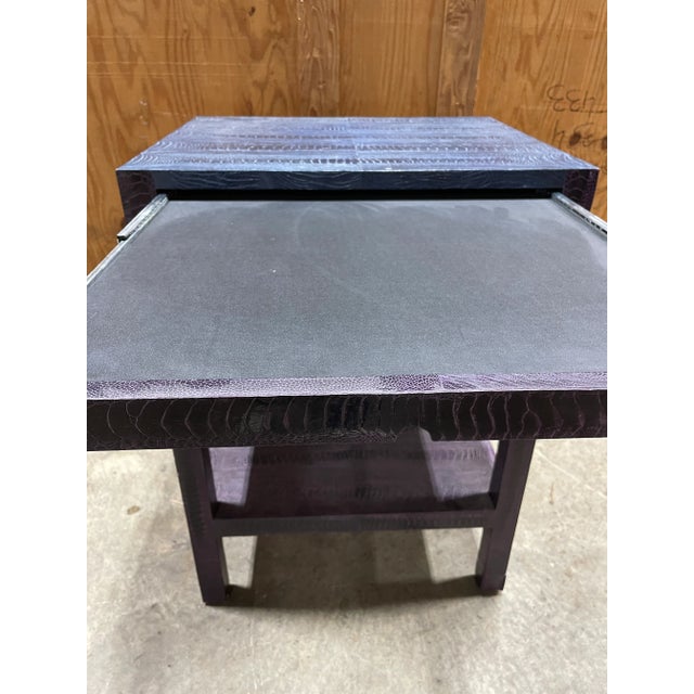 1970s Vintage Embossed Leather Nightstand With Pull Out Tray For Sale - Image 5 of 7