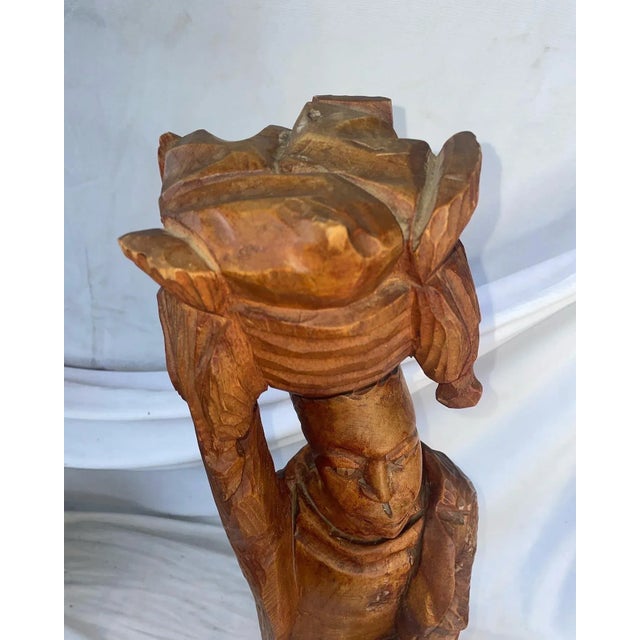 1930s Vintage 1934 Tall Standing Wood Figure For Sale - Image 5 of 10