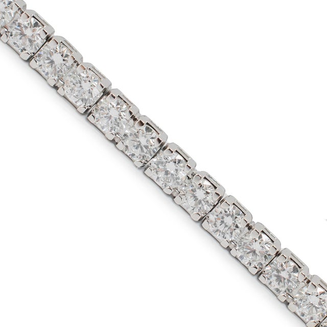 Modern Ladies 14k White Gold Gsi 5.00ct Round Lab Grown Diamond Tennis Bracelet For Sale - Image 3 of 9