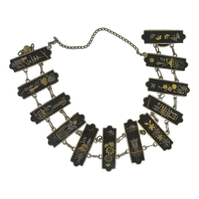 Vintage Japanese Niellowork Bracelet 1940s For Sale