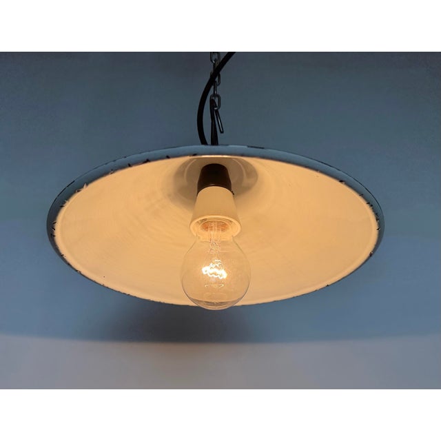 Industrial Green Enamel Factory Pendant Lamp, 1950s For Sale - Image 9 of 16