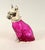 Unusual novelty glass and silver plate decanter modelled as a seated dog Vibrant pink glass body with fluid, sculptural...