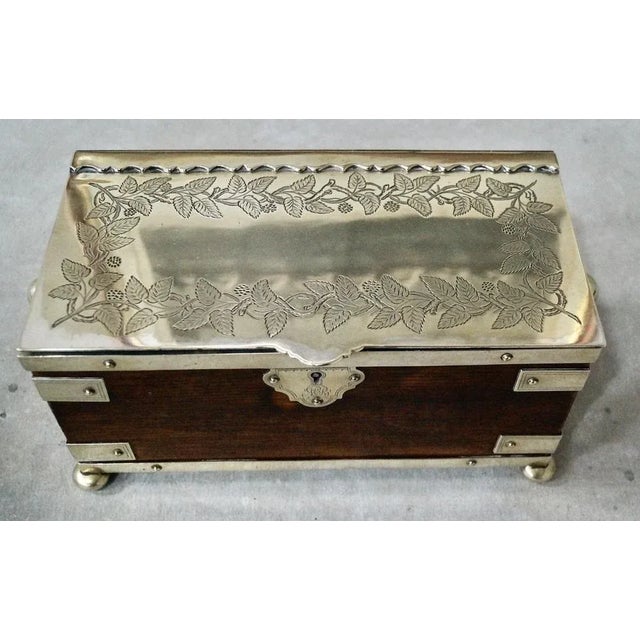 Victorian Silver-Plated Oak Tea Caddy, 1890s For Sale - Image 6 of 10