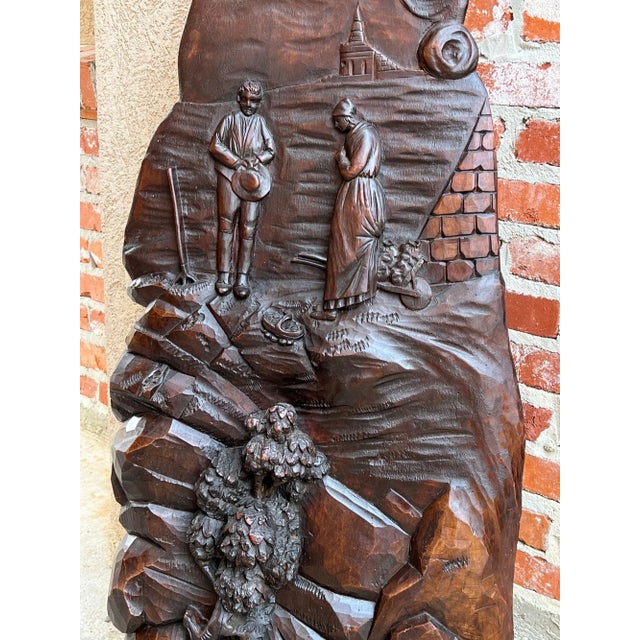 Late 19th Century Antique French Carved Wood Wall Sculpture the Angelus by Jean Francois Millet For Sale - Image 5 of 13