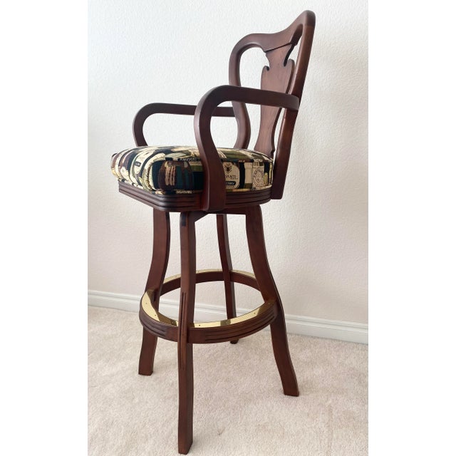Cherry Wood Custom Swivel Bar Stool Ethan Allen Style Vintage "Mint" Condition. For Sale - Image 4 of 12