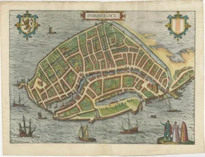 Antique Map of the City of Dordrecht, 1581