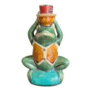 Vintage Colorful Ceramic Frog Candlestick Holder