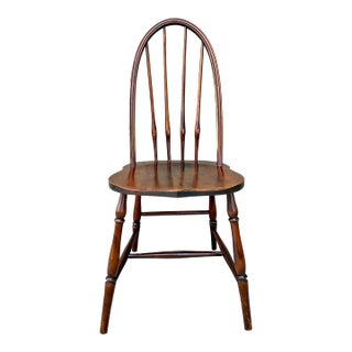 Vintage 1900s Wood Bow Back Windsor Chair For Sale