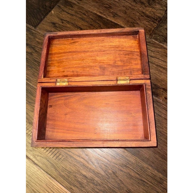 Wood Vintage Hand-Carved Sheesham Wood & Brass Inlay Decorative Keepsake Box For Sale - Image 7 of 9