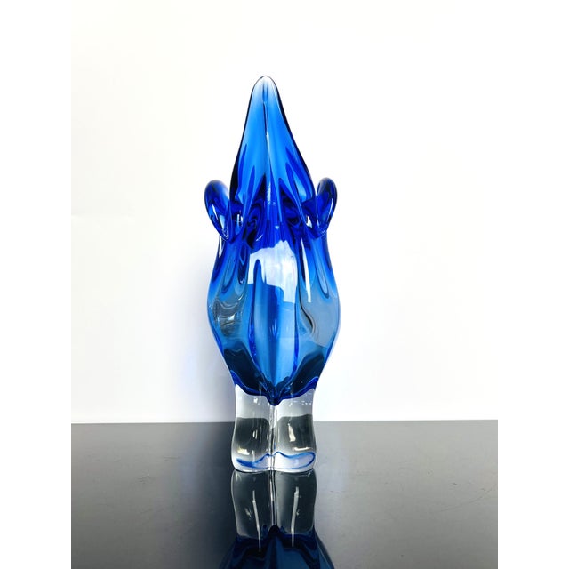 Large Vintage Model 296/1/32 Cobalt Blue Art Glass Vase by Josef Hospodka for Chřibská, Czechoslovakia, 1960s For Sale - Image 6 of 10