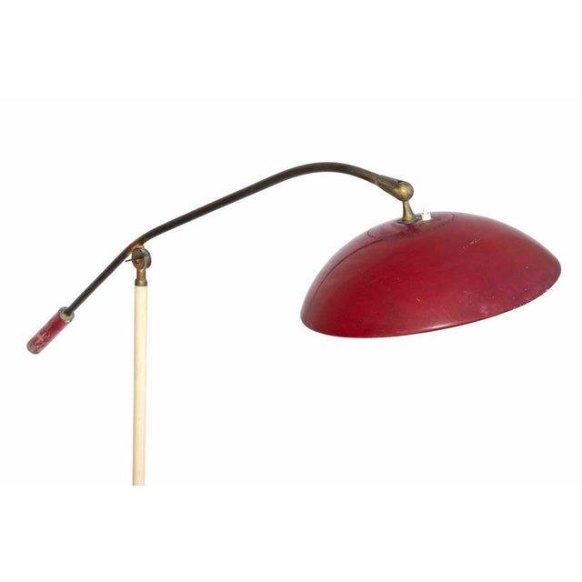 Vintage Adjustable Floor Lamp with Red Enameled Shade by Stilnovo, Italy For Sale - Image 5 of 7