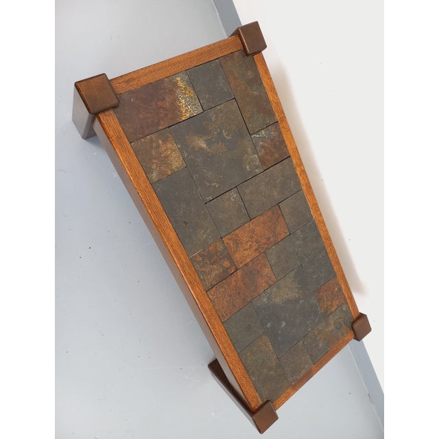 Vintage Brutalist Coffee Table in Oak and Slate, 1960s For Sale - Image 4 of 16