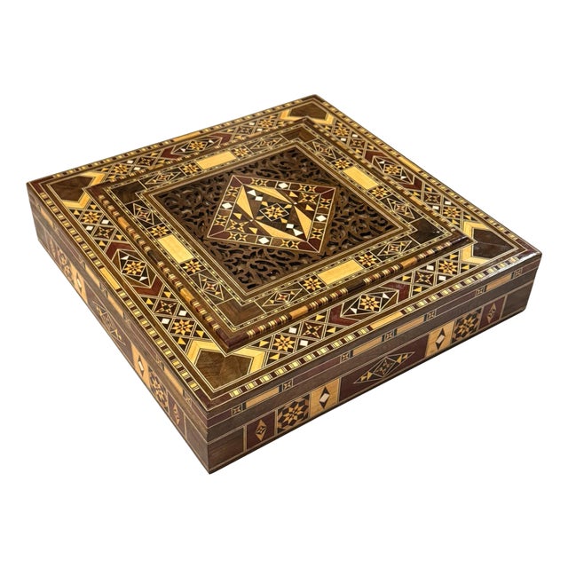 1990s Marquetry Inlay Jewelry Box For Sale