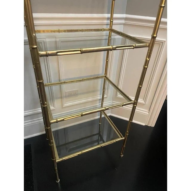 Chinoiserie Metal & Glass Etagere Display Shelf For Sale - Image 9 of 11