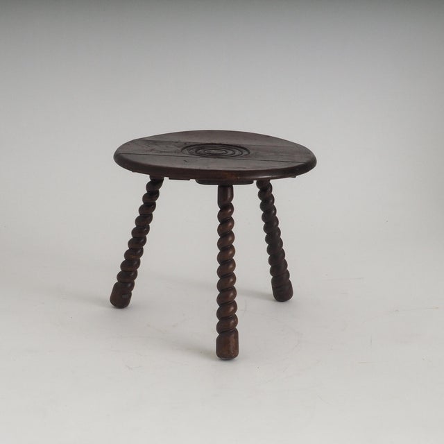 1950s French Oak Tripod Side Table attributed to Charles Dudouyt, 1950s For Sale - Image 5 of 18