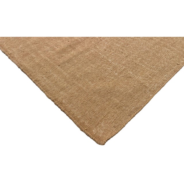 Casa Cosima Handmade New Zealand Wool Dhurrie Runner, Solid Beige Runner Rug - 2.5'x10' For Sale - Image 4 of 13
