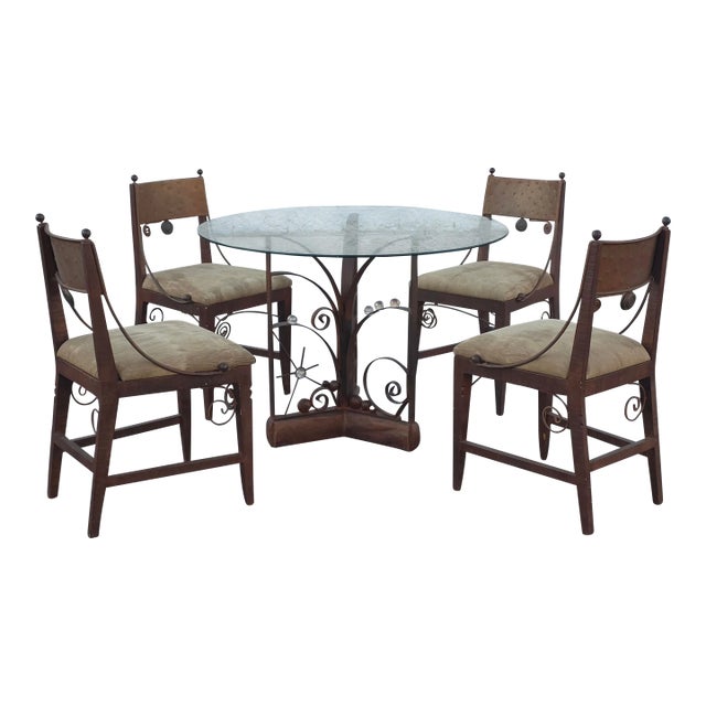 Vintage Handmade Rustic Dining Set Attributed to Carlo De Anda For Sale