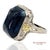 Contemporary 14k Two Tone Yellow and White Gold Blue Stone Ornate Floral Motif Ring, Size 5.25 For Sale - Image 3 of 13