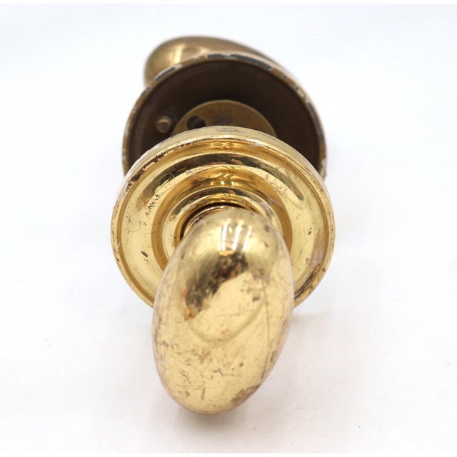 Reclaimed Cast Brass Oval Passage Door Knob Set For Sale - Image 4 of 5
