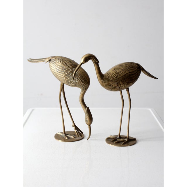 Mid Century Brass Heron Figurines Pair For Sale - Image 9 of 12