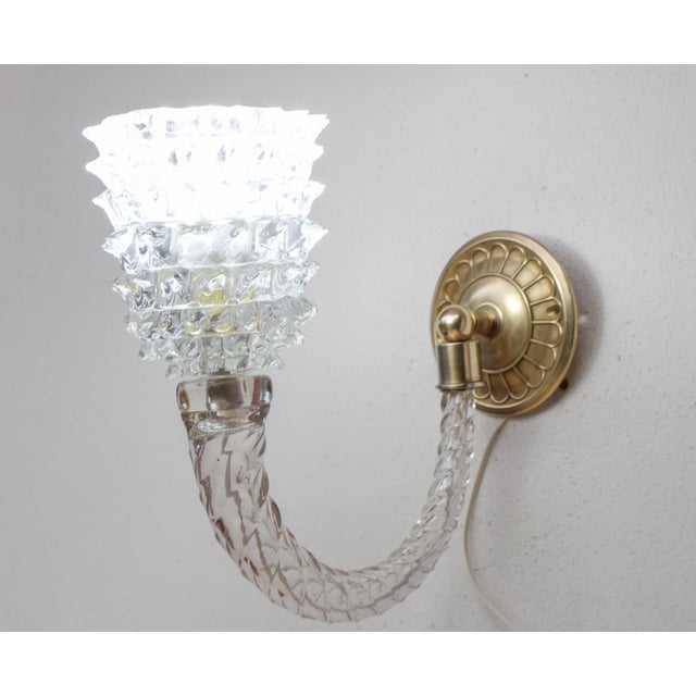 1950s Art Deco Wall Light in Murano Rostrato Glass by Barovier E Toso - Set of 2 For Sale - Image 6 of 12