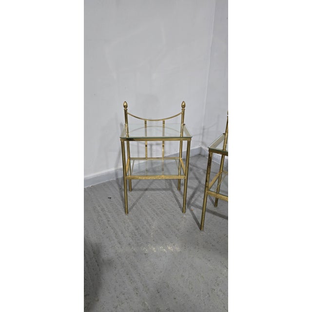 Brass and Glass Side Tables, 1930, Set of 2 For Sale - Image 6 of 13