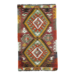 Tribal Mid-20th Century Hand Knotted Geometric Colorful Turkish Kilim
