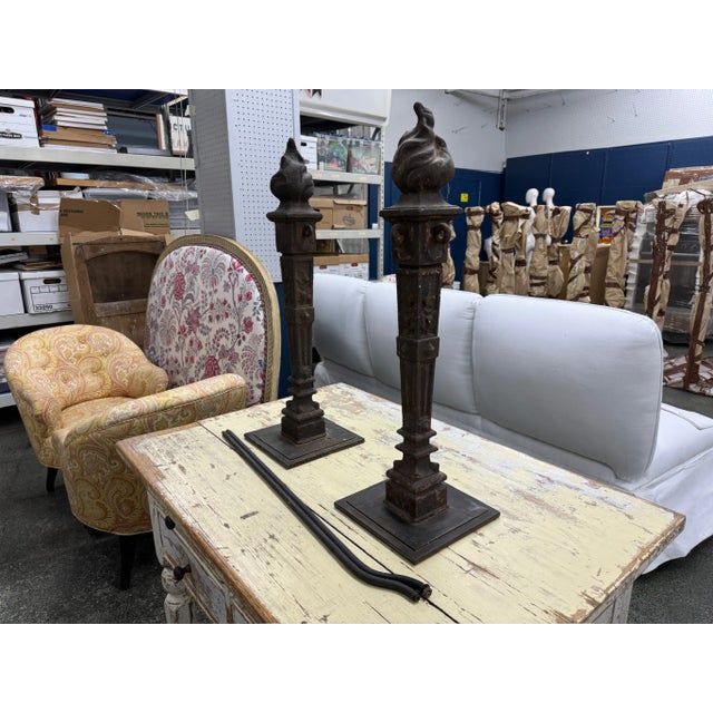 Set of 2 Decorative Cast Iron Finials, 19th Century For Sale - Image 4 of 5
