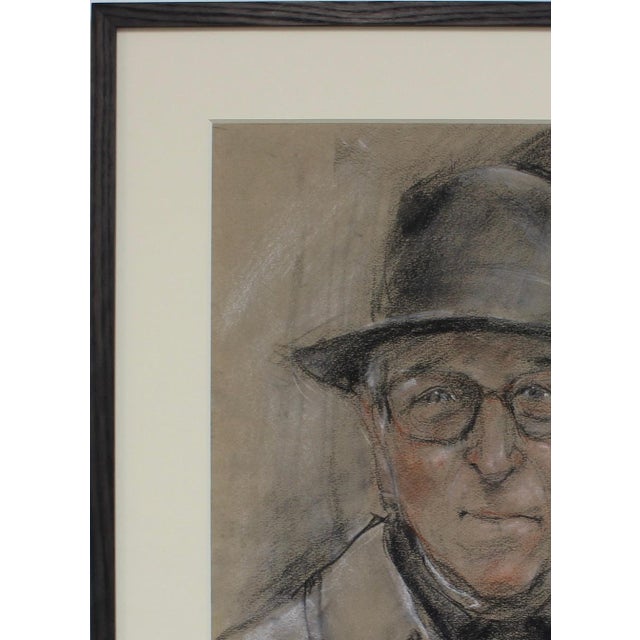 Japanese School Artist, Portrait of a Gentleman in Montmartre, Paris, 1972, Mixed Media on Paper For Sale - Image 3 of 15