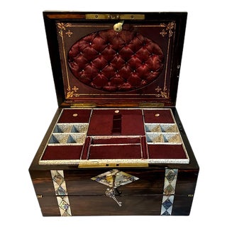 19th Century Victorian English Rosewood Inlaid Abalone Writing Box Lap Desk For Sale