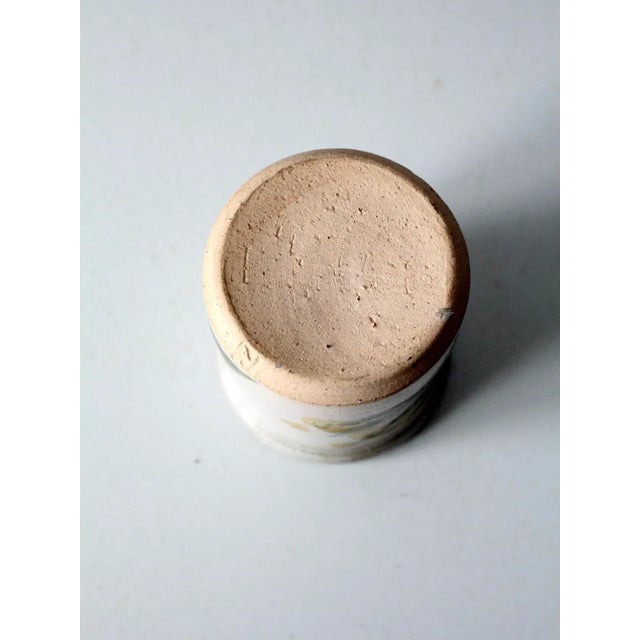 Cream Vintage Hand-Painted Studio Pottery Vase For Sale - Image 8 of 9